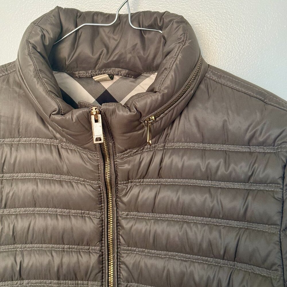 Burberry Brit Puffer Jacket Small Grey Quilted Lightweight